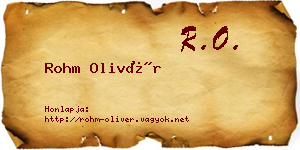 Rohm Olivér névjegykártya